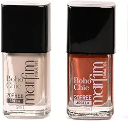 Kit 2 Esmaltes Marfim | Pincel Anatômico, Hipoalergênico, Secagem Rápida, Longa Duração (Areia + Argila)