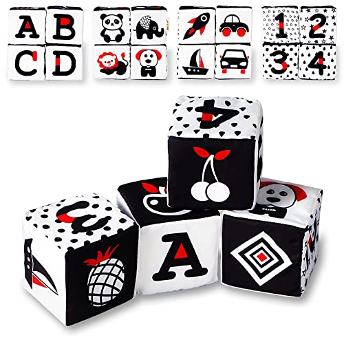 Image of MOMOK Baby Toys 6 to 12 Months Baby Blocks, Soft Building and Stacking Blocks for Toddles 1-3, Black and White High Contrast Baby Infant Toys