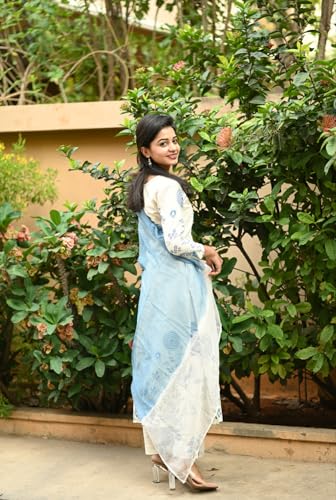 Image of ANNI DESIGNER Women's Rayon Viscose Straight Printed Kurta with Pant and Dupatta | Elegant Floral Print Kurti Set | Soft Breathable Fabric | Stylish Ethnic Outfit for Office, Festive & Casual Occasion