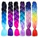 Braiding Hair Extensions for Women 6 Packs 100g/Pack 24Inch High Temperature Ombre Jumbo Synthetic Braiding Hair for Twist Crochet Braids (24 Inch, mix6pcs-Maranda)