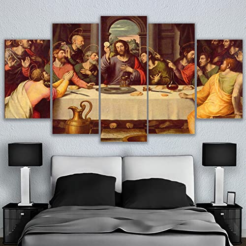 Rostro, Outdoors Set 5 Cuadros en Canvas Lienzo Impresión | Ultima Cena | Arte para Sala Recamara Oficina | Listos para Colgar Tela Hogar Artistico | Galeria (con Marco)...