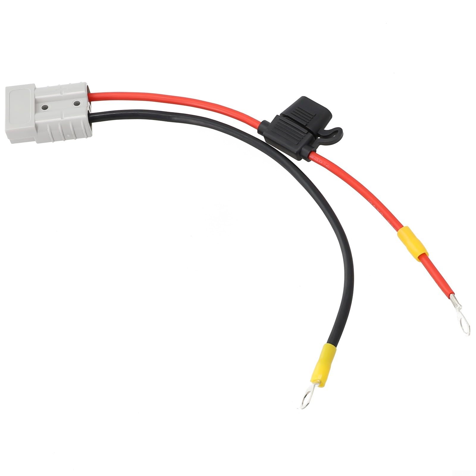 TONIXY 50 Amp 10awg Extension Cable Kit With Fused Connector And M8 Ring Terminals For Solar Panel For Battery Bank Electric Vehicle Golf Cart Marine Boat Rv Power System Red Black Pair 30cm Length