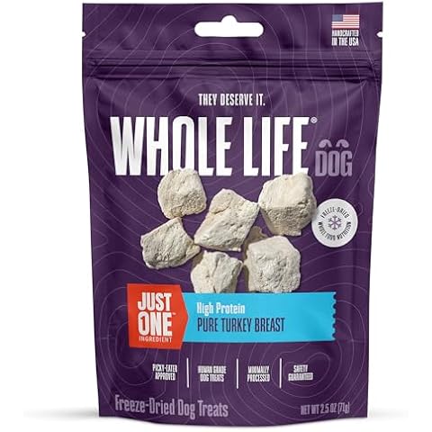 Whole Life Pet Just One Turkey Freeze Dried Dog Treats Value Packs - Human Grade Dog Food Toppers, High Protein Dog Snacks, Dog Toppers for Food, USA Made Natural Dog Treats - 2.5 Ounce (Pack of 1) Cover