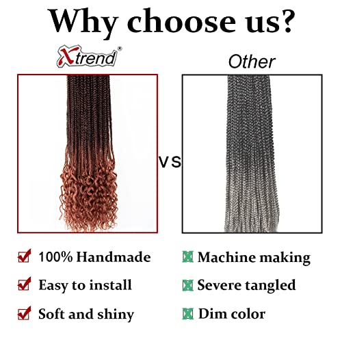 Xtrend 8 Packs 34 Inch Crochet Box Braids Pre-Looped Knotless Easy To Install Bohemian Messy Goddess Box Braids Hair Synthetic Jumbo 3X Braid Hair Extensions For Women (12Strands/Pack T350#) #TOP4