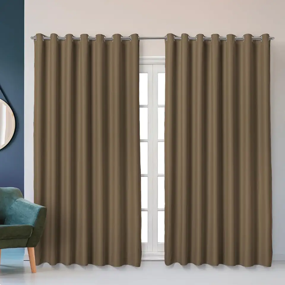 Cortina Blackout Corta Luz 2,80m x 1,80m Tecido Encorpado Liso Elegante Sala ou Quarto (Avelã)