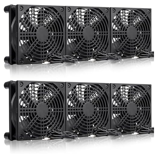 Rossesay 6 Pack 120mm 5V USB PC Fan Cooling Case Fan for Computer Router Desktop Laptop Receiver DVR Cooling, Double Ball Bearing 50,000 Hours Life, Black