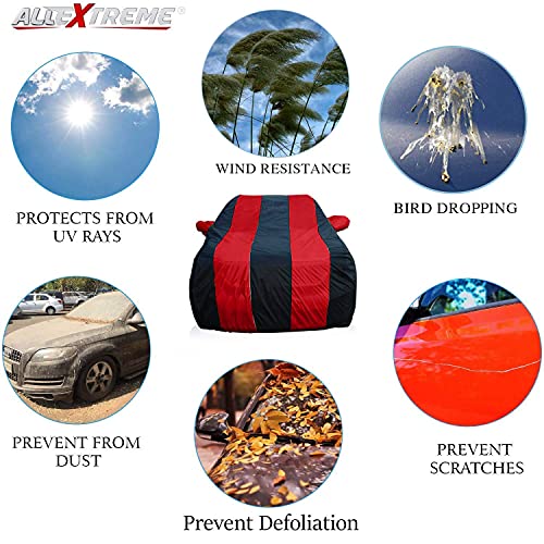 Image of Allextreme MXG5004 Car Body Cover Compatible with Mahindra XUV 300 Custom Fit Dustproof UV Heat Resistant Indoor Outdoor Body Protection (Navy Blue & Red with Mirror)