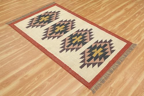 Tapis beige 2,1 m lavable et résistant pour table de séjour