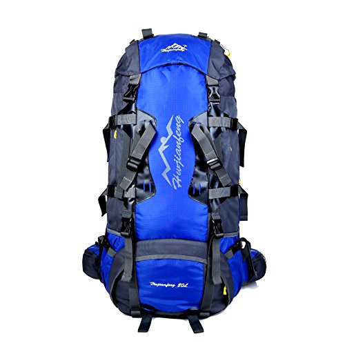 Skytower 80L Sac À Dos Randonnée Sacs À Dos Support Cadre Intérieur Support pour Randonnée en Plein Air Voyage Escalade Camping Montagne Etanche Top Sac d'alpinisme (Bleu 2)