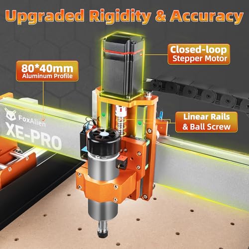 FoxAlien CNC Router Machine XE-PRO with Ball Screws, 400W Spindle 3-Axis Engraving Milling Machine for Wood Aluminum Cutting Upgradable to Linear Rails - Image 3