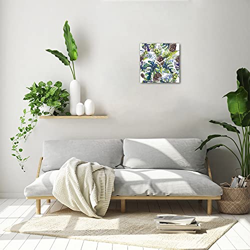 Horloge en verre 30x30 cm motif feuilles d'ananas hawïen pour décorer la cuisine - 5