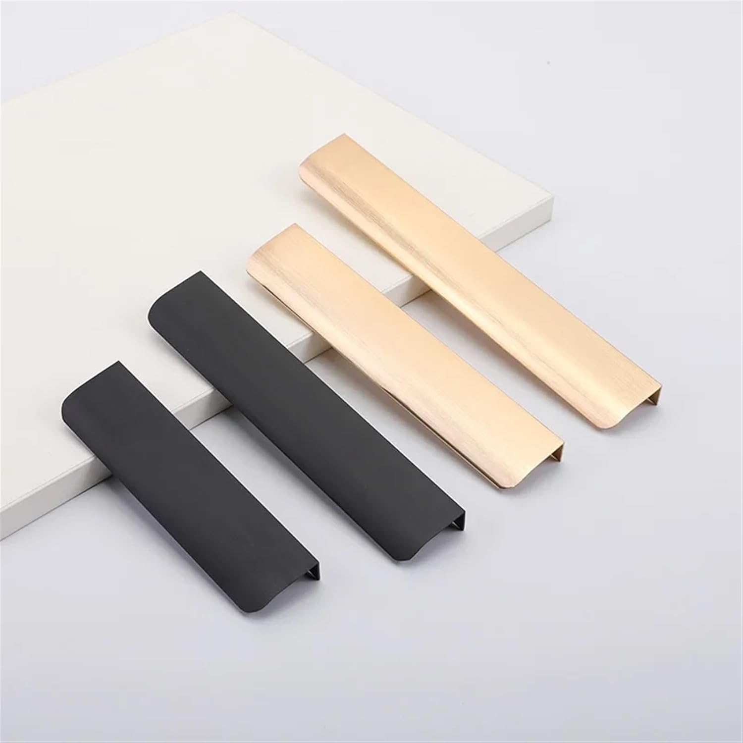 Concealed Furniture Cupboard Finger Edge Handles, Concealed Cabinet Handle for Kitchen Drawer Door(Gold 40cm X4cm)