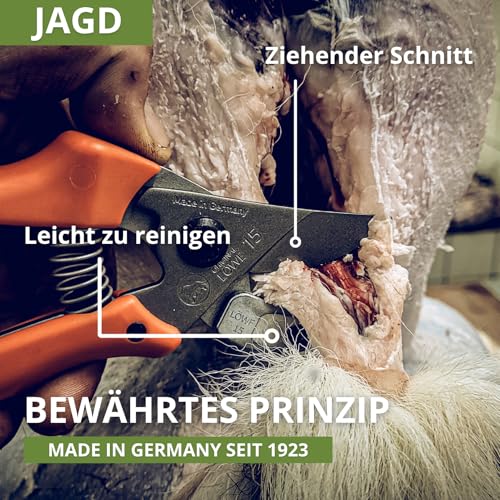 Original LÖWE Jagdschere 15.114 - mit antihaftbeschichtete und korrosionsgeschützte Klingen - zum Aufbrechen und Zerwirken von Knochen und Fleisch