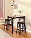 Roundhill Furniture 3-Piece Counter Height Glossy Print Marble Breakfast Table with Stools