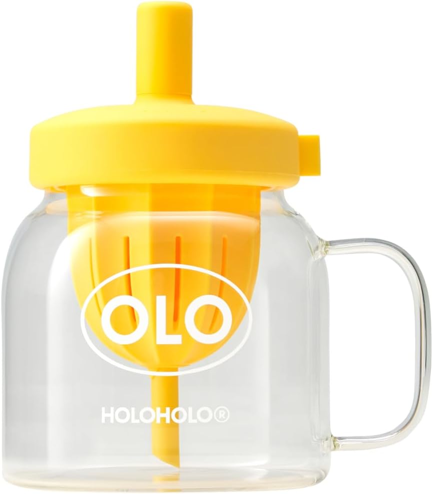 HOLOHOLO Nut Tea Brew Glass Bottle，Detachable Tea Infuser, Leak-Proof Lid，34oz (yellow)
