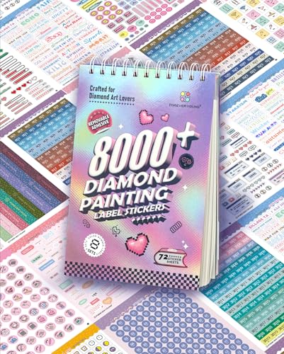 ForeverYoung Diamond Art Label Sticker Book Diamond Painting Stickers Book, 72-Page 8000+ Stickers for Diamond Painting Lovers