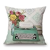 Createforlife Cotton Linen Decorative Throw Pillow Case Cushion Cover Retro Tea Light Chandelier Prints Pink Square 18