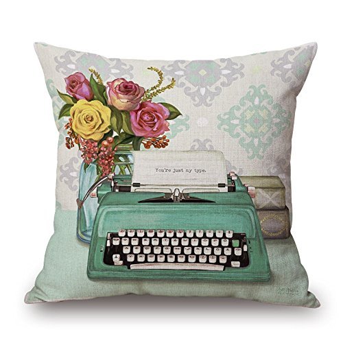 Createforlife Cotton Linen Decorative Throw Pillow Case Cushion Cover Retro Tea Light Chandelier Prints Pink Square 18