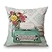 Createforlife Cotton Linen Decorative Throw Pillow Case Cushion Cover Retro Tea Light Chandelier Prints Pink Square 18"