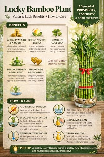 Image of Lucky Bamboo Plant 2-Layer in Round Glass Pot with Decorative Metal Stand - Feng Shui Indoor Plant for Home & Office, Vastu Good Luck Plant, Low Maintenance Air Purifying Gift