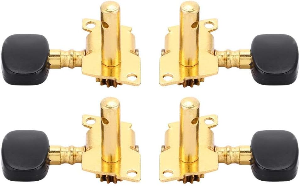 Ukulele Tuning Peg, 2L2R Black Button Gold Bady Classical Style Ukulele Tuning Pegs Machine Heads for Ukulele DIY Parts