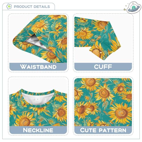 JUNZAN Cartoon Sunflower Star Teal Kids Girls Pullover Hoodie Crewneck Fall Tops Shirts Party 4T3