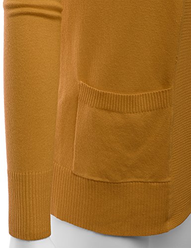 LALABEE Women's Open Front Pockets Knit Long Sleeve Sweater Cardigan-Mustard-L - Thumbnail 5
