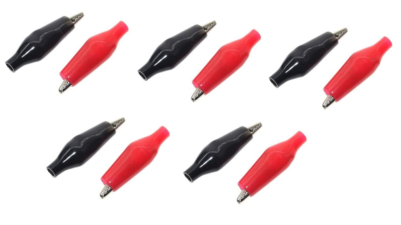 ESPtronics 5 Pair 28mm Metal Alligator Clips Insulated Crocodile Clip Electrical Clamp Test Probe Meter Sleeve Black Red Insulated Crocodile Clips for Battery (B0BMFXN8FL) Amazon Price History, Amazon Price Tracker