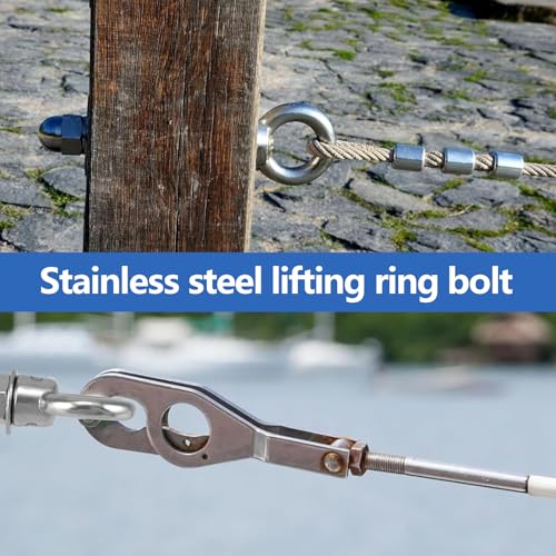 4 Stück Ringschraube M10 x 80mm, 304 Edelstahl Heavy Duty Ösenschraube Runde Außengewinde Ösenschrauben Robuste Augenschraube für Hängematten Markisen Schaukelstühle