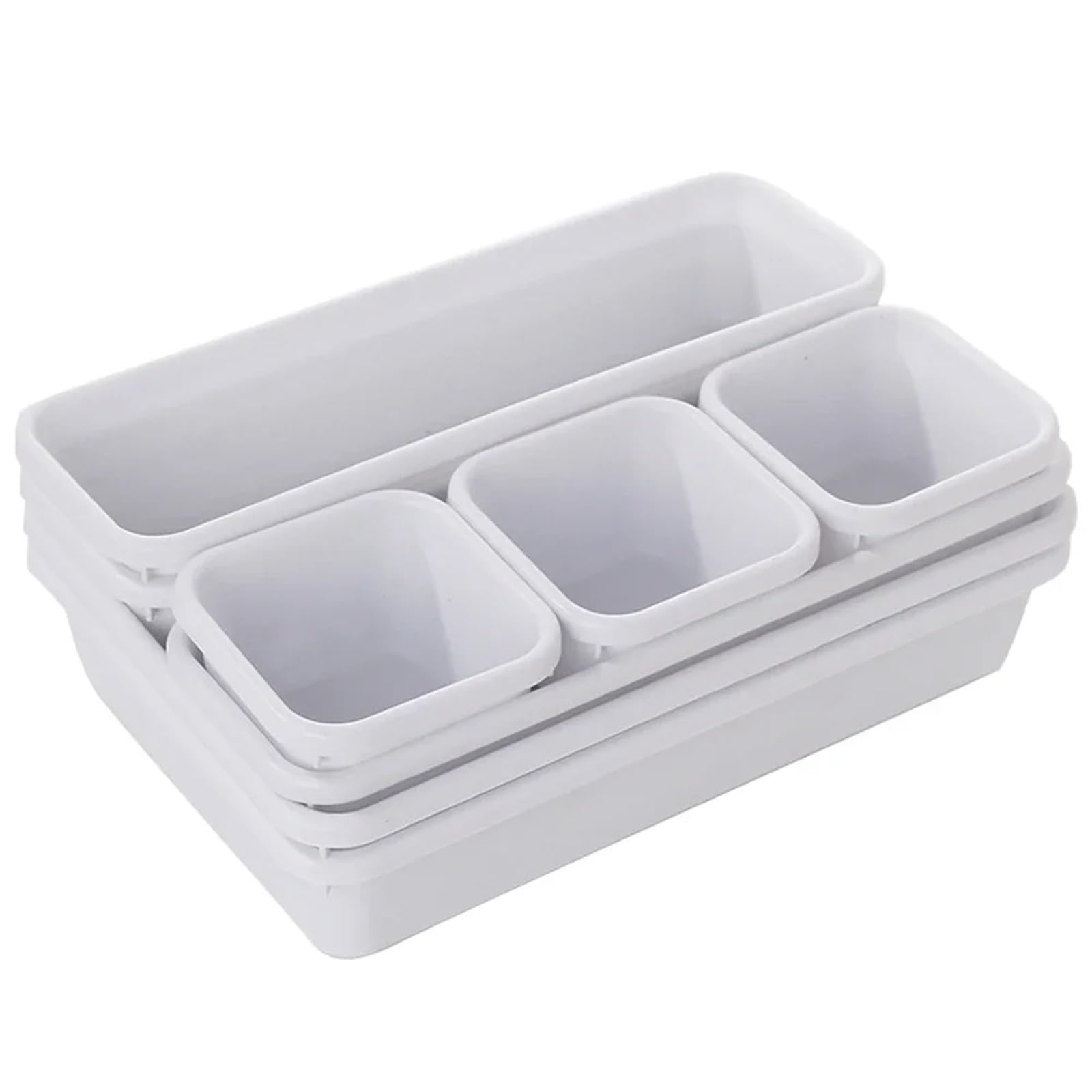 ZHSOAO 8 pcs Adjustable Drawer Organizer Box Trays for Kitchen Bathroom Closet Make Up Cosmetics Sundries Divider Holder Jewellery for Bras, Socks, Underwear(White)