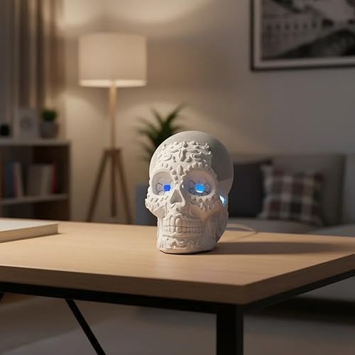 Miniatura 6 de Base para Alexa Echo Dot 4G y 5G tipo calavera ornamental (blanco granito)