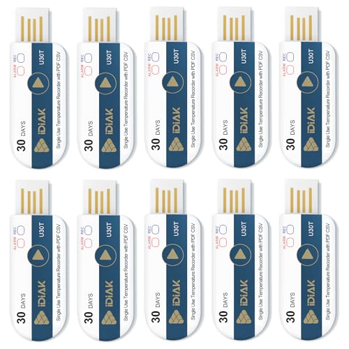 U30T 10 Pack USB Temperature Data Logger Single Use Temp Recorder with PDF and Excel Recording Thermometer 14400 Points High Accuracy 30 Days Cold Chain Transportation Fresh Tag