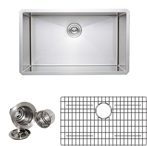 Review Product Wells Sinkware NCU3018-10-1 New Chef's Collection Stainless Steel Kitchen Sink Package, 30 Inch, Brushed Matte Finish