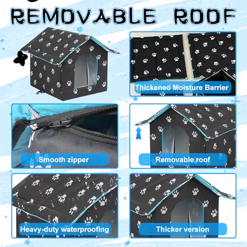 Katzenhaus Outdoor, Katzenhaus Outdoor Winterfest Wasserdicht, Katzenhütte Outdoor Indoor mit Abnehmbarem Kissen für Kleine Hund Katze Streuner Haustiere (L, Schwarz)