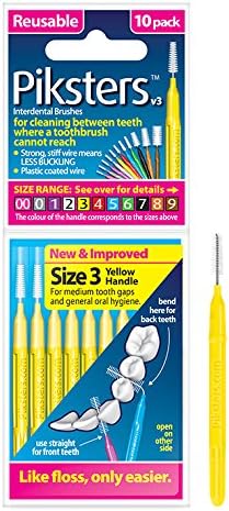 Piksters Interdental Brushes, Size 3, Yellow Handle