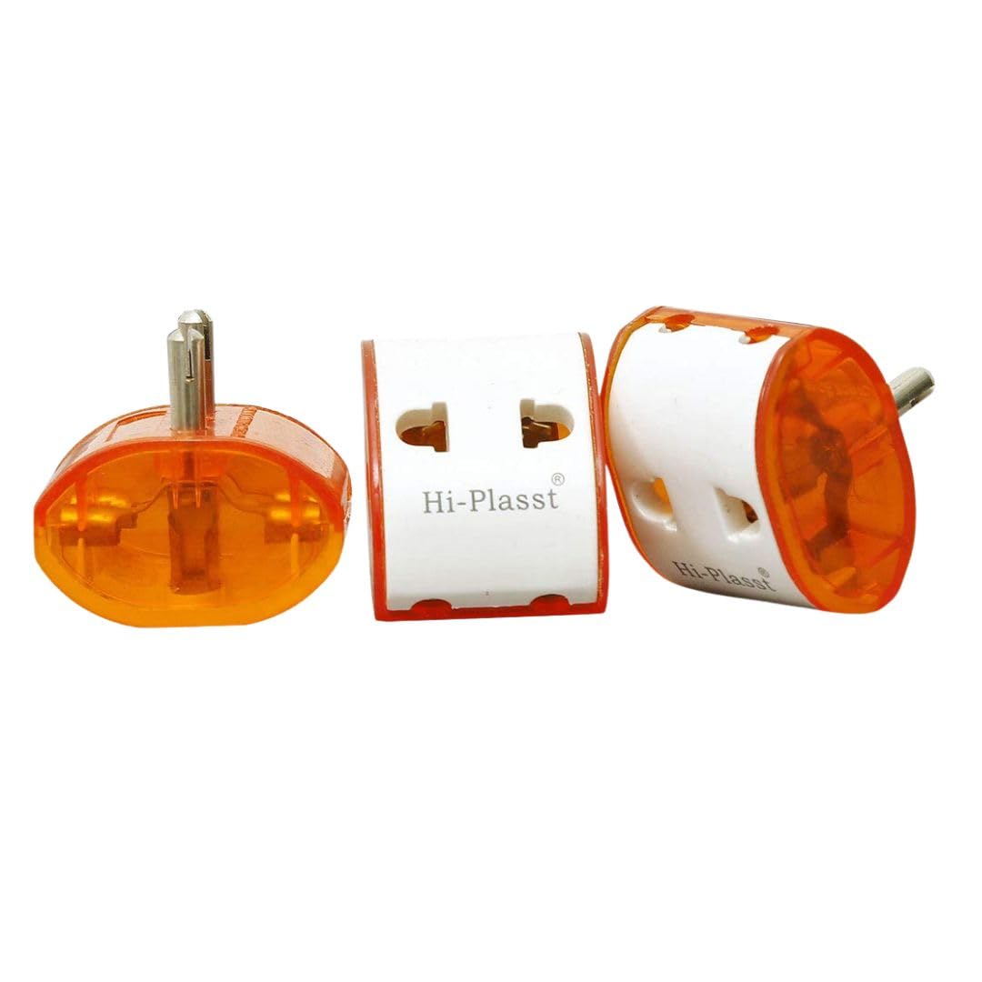 Hi-Plasst 2-Pin US to India Plug Adapter & Multiplug Converter (Type D) - 6A Universal Travel Adapter for USA/UK/Japan/China Sockets, Compact Design for Diwali Lights, Chargers (Pack of 1)