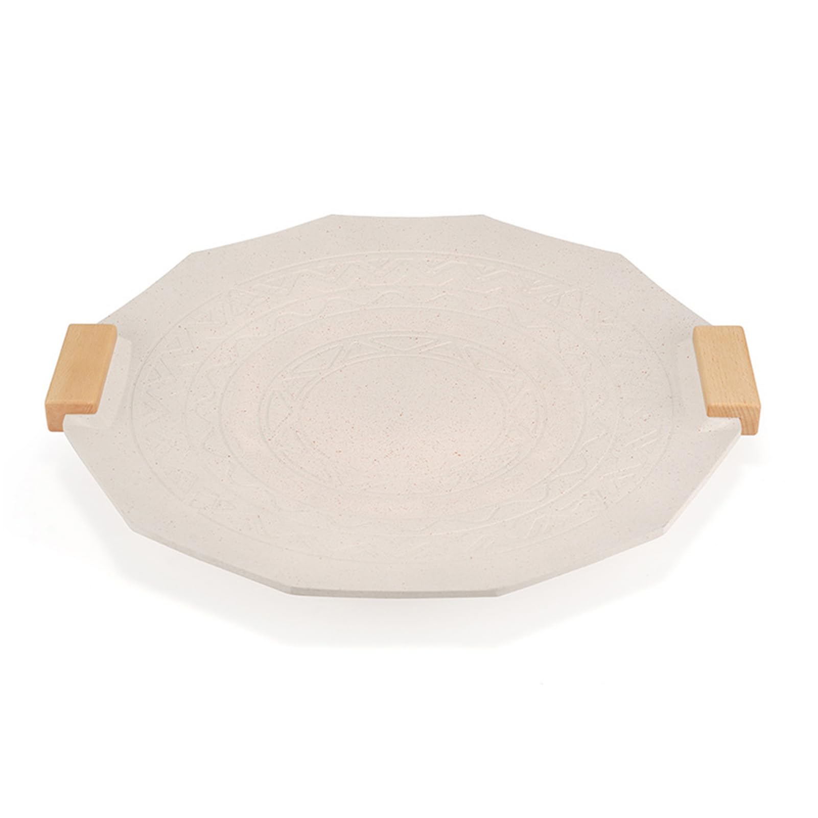 Patelnia do Grillowania o Grubości 41 Cm i Grubości 5 Mm z Nieprzywierającym Kamieniem Medycznym Koreańska Patelnia do Grillowania Kempingowa o Podwójnym Zastosowaniu Gotowania w (WHITE)