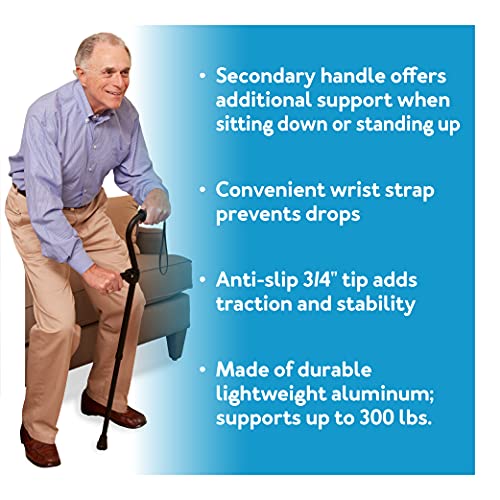 Carex Stand Assist Walking Cane - Includes Secondary Flip Down Handle For Added Support - Uplift Cane And Walking Stick For Seniors, Elderly, Disabled #TOP3