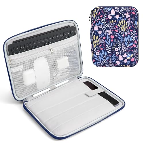TiMOVO 9-11" Tablet Sleeve for iPad 11-inch A16 2025, iPad 10th Gen. 10.9", iPad 10.2", iPad Air 11/5th/4th Gen. 10.9", Galaxy Tab A9 Plus 11", Protective Bag with Pockets, Flowers