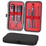 URAQT Nail Clippers, 7 pcs Professional Manicure Set, Nail Scissors & Eyebrow Grooming Kit, Stainless Steel Nail Care Tools with Luxurious Leather Case for Travel & Home