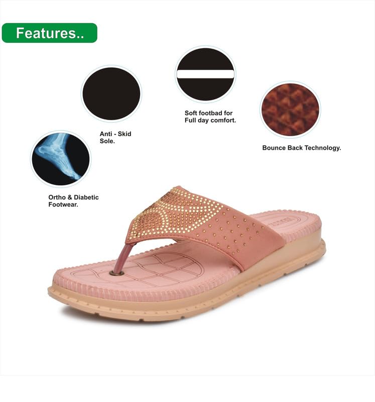 Image of HEALTH FIT Diabetic & Orthopedic with Super Extra Soft Ortho Care Anti-Skid Doubleu Flip-Flops for women Slippers /Doctor Chappal & Footwear HF329