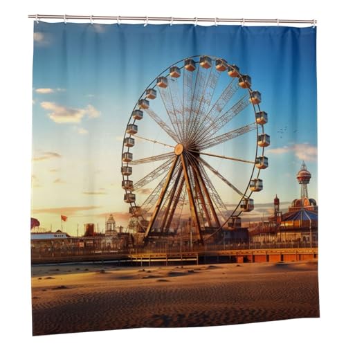 Rideau de douche grande roue imperméable avec 12 crochets