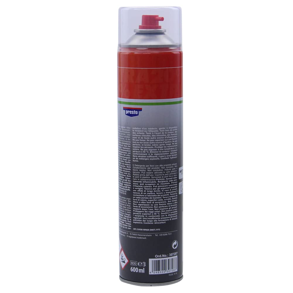 Detergente per freni 24x 600ml Presto Power Detergente per parti senza acetone 600 ml Spraydose