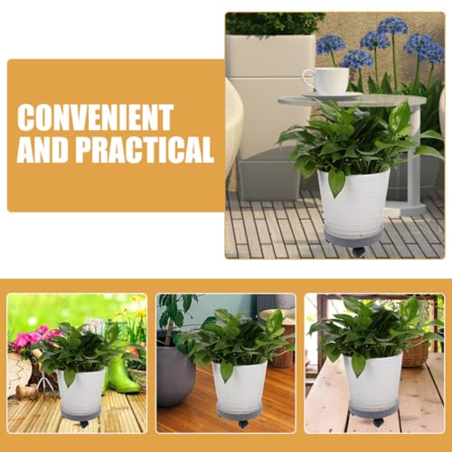 Support pour pot de fleurs à roulettes en plastique robuste rond