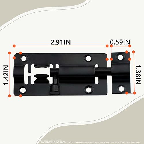 Miniatura 2 de Pestillo de perno de barril deslizante de 3 pulgadas, cerradura deslizante de acero inoxidable para seguridad de puerta, negro (4 piezas)