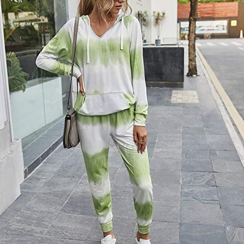 Sonline Casual Sportswear 2 Piece Women'S Top and Pants Suit Autumn Fashion Pullover Tie-Dye Hoodie Suit Women Purple S - Image 6