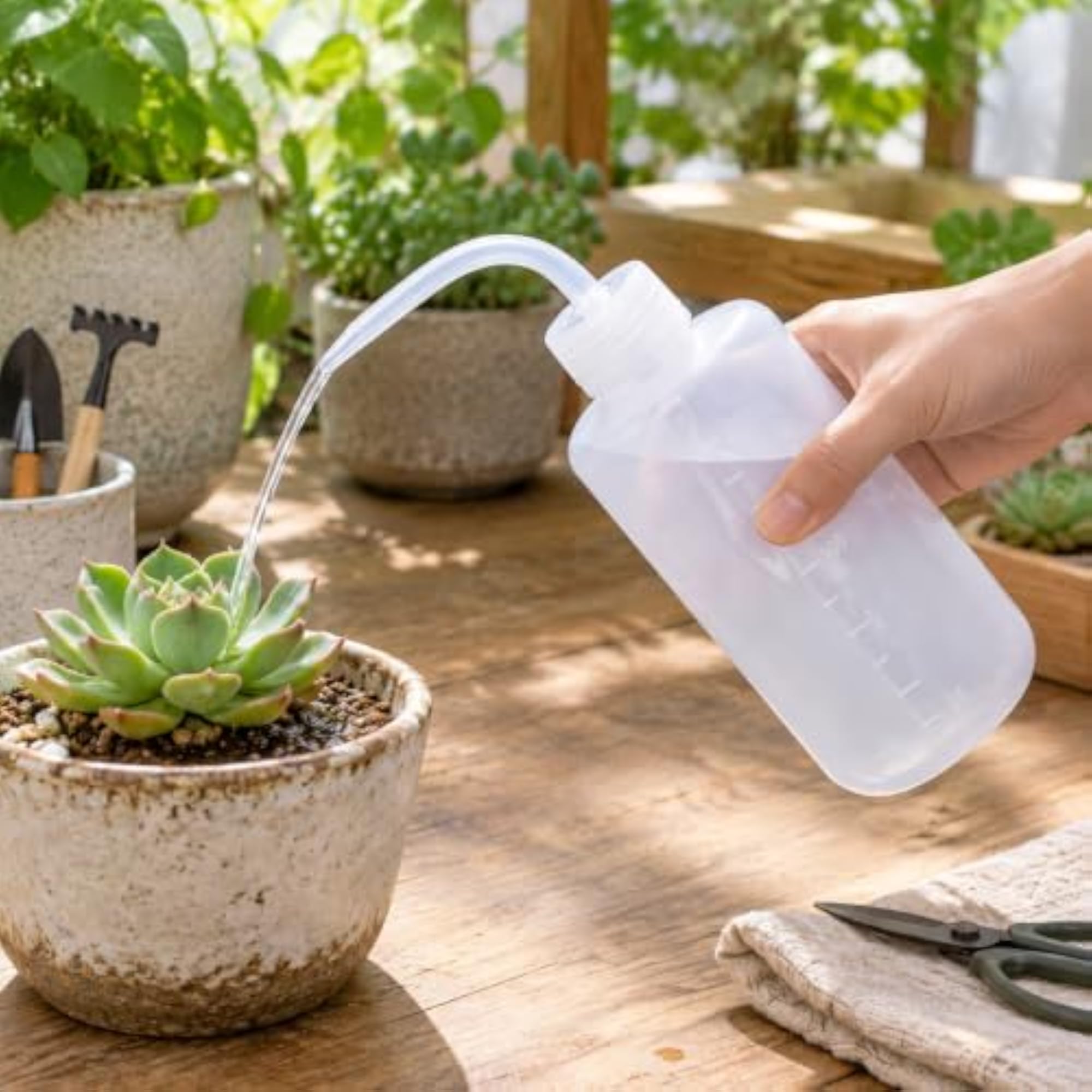Squeeze Watering Bottle with Curved Spout for Plants, 250ml/500ml Set