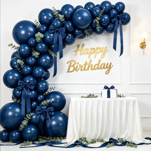 Image of 108Pcs Double Stuffed Navy Blue Balloon Garland Arch Kit