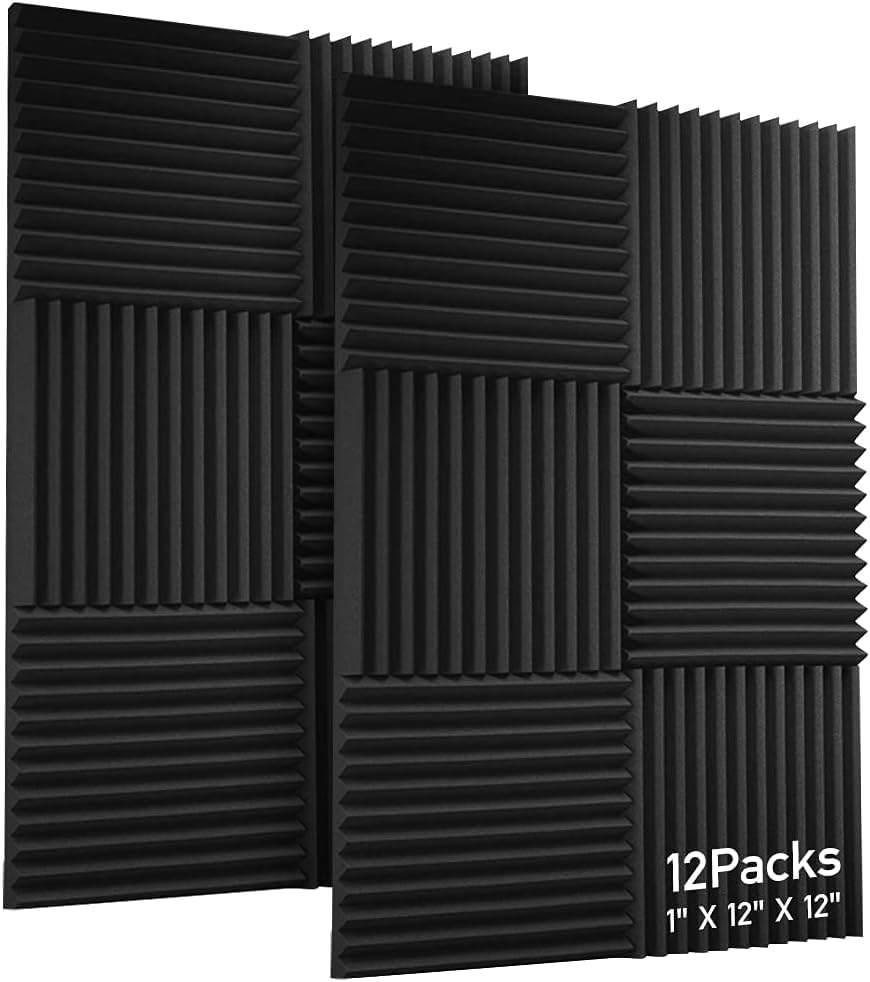 SoundRound 12 Pack Acoustic Panels 1 X 12 X 12 Inches – Acoustic Foam ...