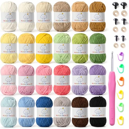 24 Pack Fluffy Chenille Yarn for Crocheting, Baby Yarn for Crocheting Soft, 3806yds/42oz Fingering Weight Crochet Amigurumi Yarn, Velvet Yarns for Crochet Baby Blanket&DIY Crafts.(Set A) by Waikxin - Used condition - US$35.82